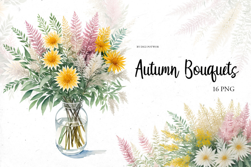 watercolor-autumn-bouquets-bundle-png-cliparts-fall-set