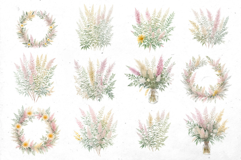 watercolor-autumn-bouquets-bundle-png-cliparts-fall-set