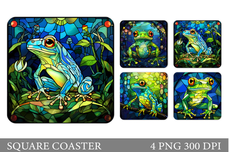 stained-glass-frog-square-coaster-frog-coaster-design