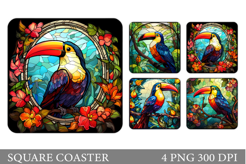 toucan-square-coaster-design-stained-glass-toucan-coaster