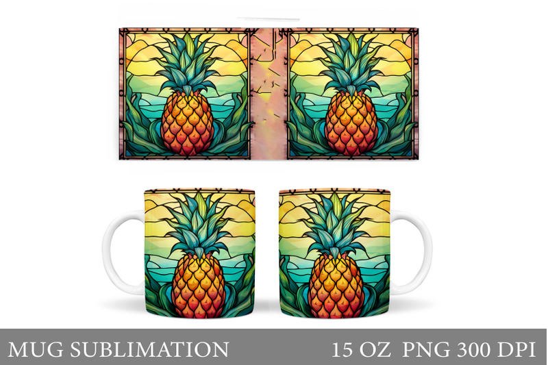 pineapple-mug-wrap-sublimation-stained-glass-mug-design