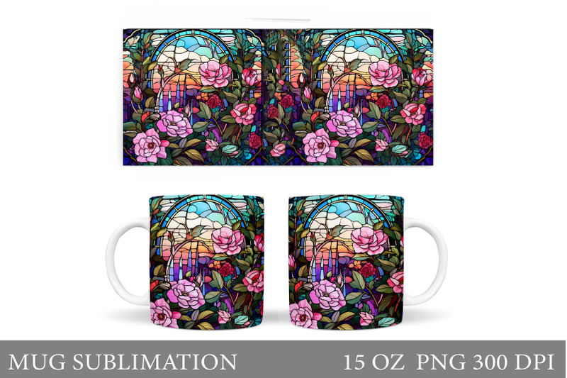 flowers-mug-wrap-sublimation-stained-glass-flowers-mug-wrap