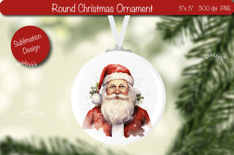 christmas-ornament-round-sublimation-watercolor-christmas-santa-png