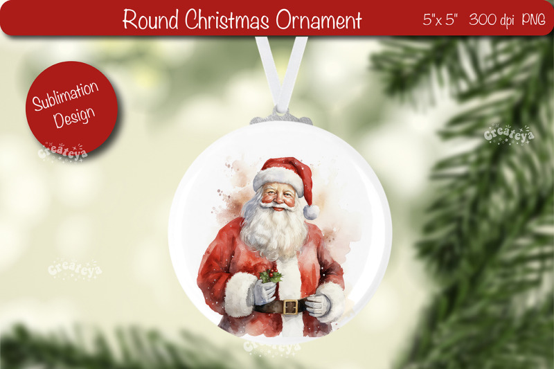 christmas-ornament-round-sublimation-watercolor-christmas-santa-png