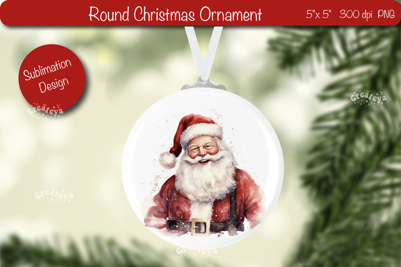 christmas-ornament-round-sublimation-watercolor-christmas-santa-png