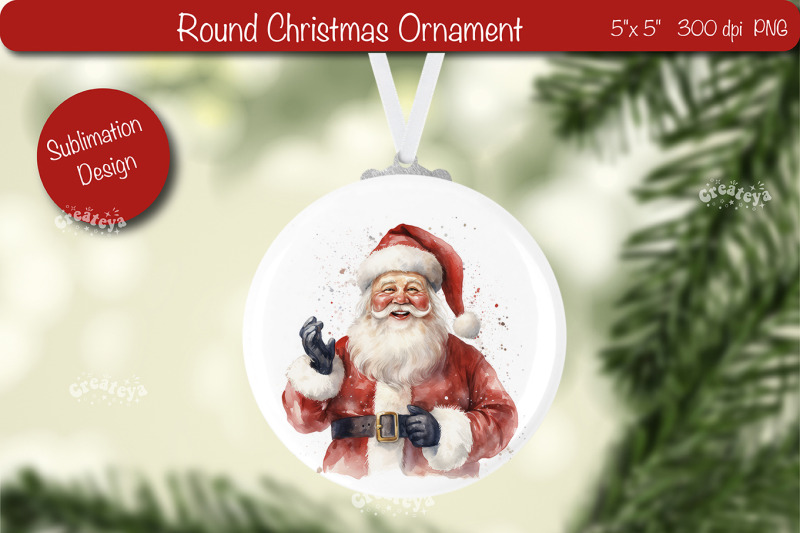 christmas-ornament-round-sublimation-watercolor-christmas-santa-png