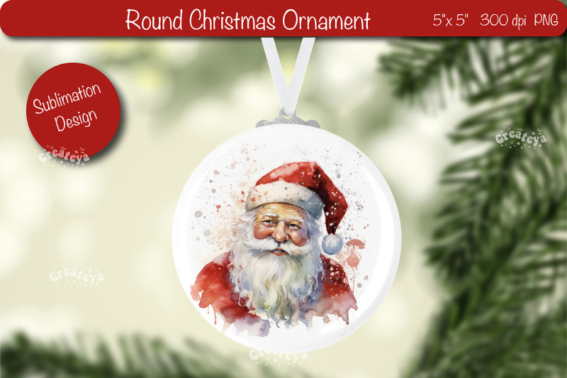 christmas-ornament-round-sublimation-watercolor-christmas-santa-png