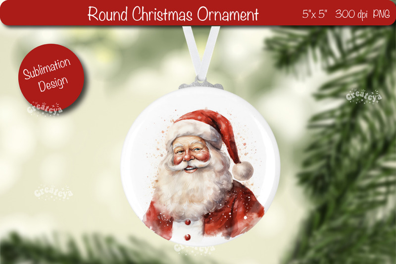 christmas-ornament-round-sublimation-watercolor-christmas-santa-png