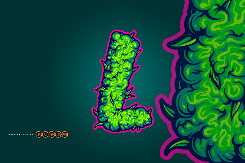 monogram-letter-initial-l-marijuana-buds-texture