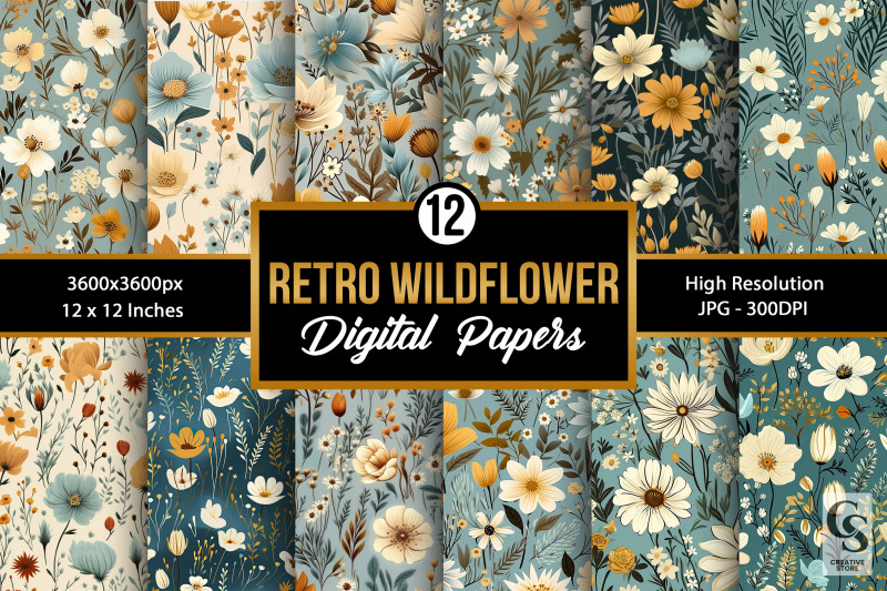 retro-wildflowers-digital-paper-pattern