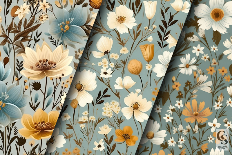 retro-wildflowers-digital-paper-pattern