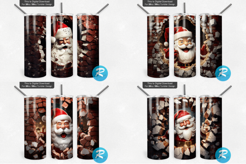 3d-christmas-santa-cracked-hole-tumbler-bundle