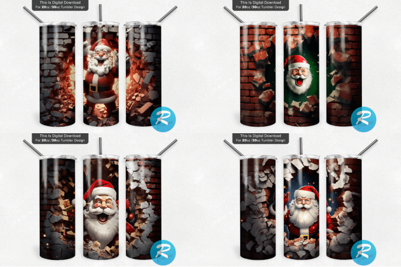 3d-christmas-santa-cracked-hole-tumbler-bundle