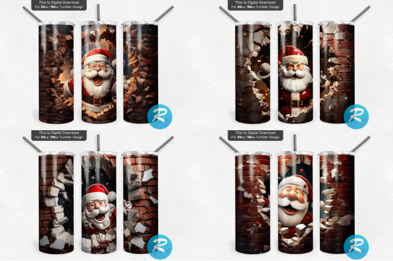 3d-christmas-santa-cracked-hole-tumbler-bundle