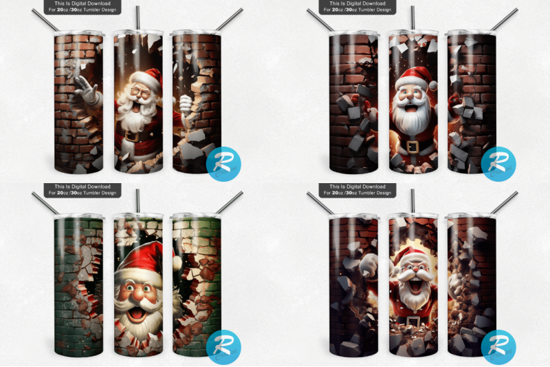 3d-christmas-santa-cracked-hole-tumbler-bundle