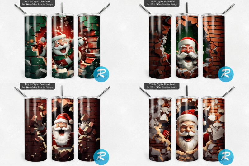 3d-christmas-santa-cracked-hole-tumbler-bundle