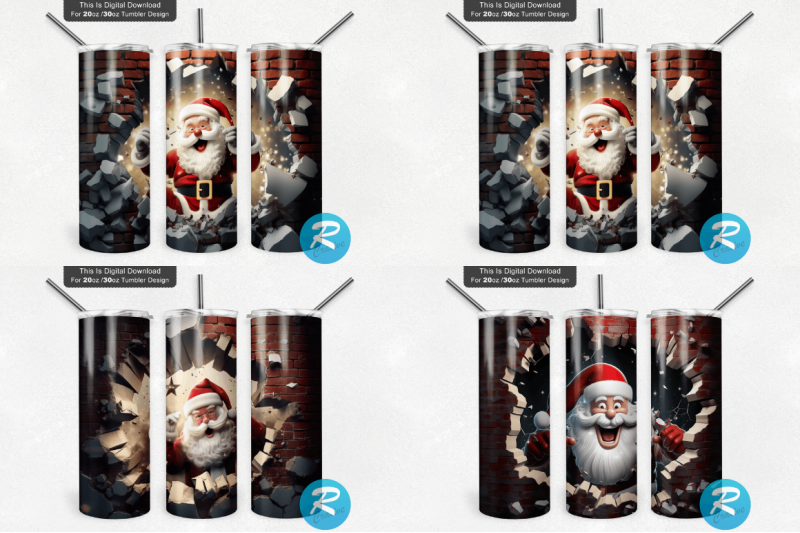 3d-christmas-santa-cracked-hole-tumbler-bundle