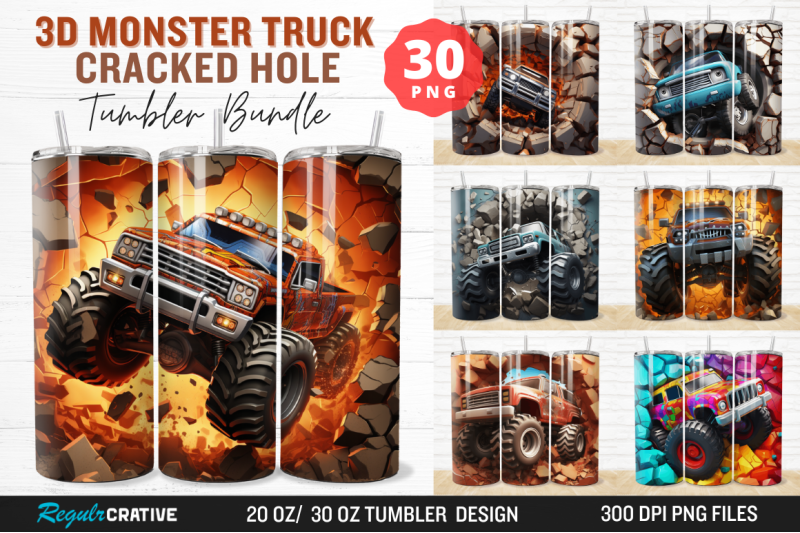 3d-monster-truck-cracked-hole-tumbler-bundle