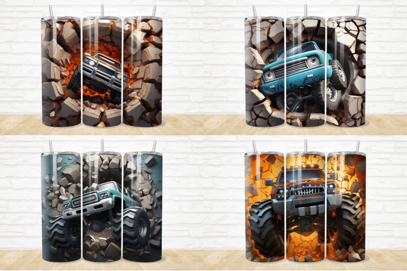 3d-monster-truck-cracked-hole-tumbler-bundle