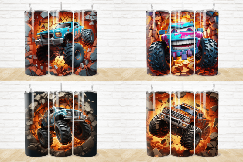 3d-monster-truck-cracked-hole-tumbler-bundle