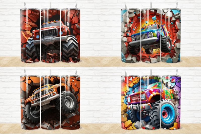 3d-monster-truck-cracked-hole-tumbler-bundle