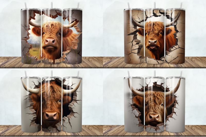 3d-highland-cow-cracked-holetumbler-bundle