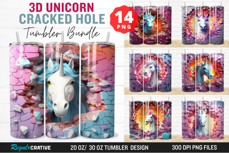 3d-unicorn-cracked-hole-tumbler-bundle