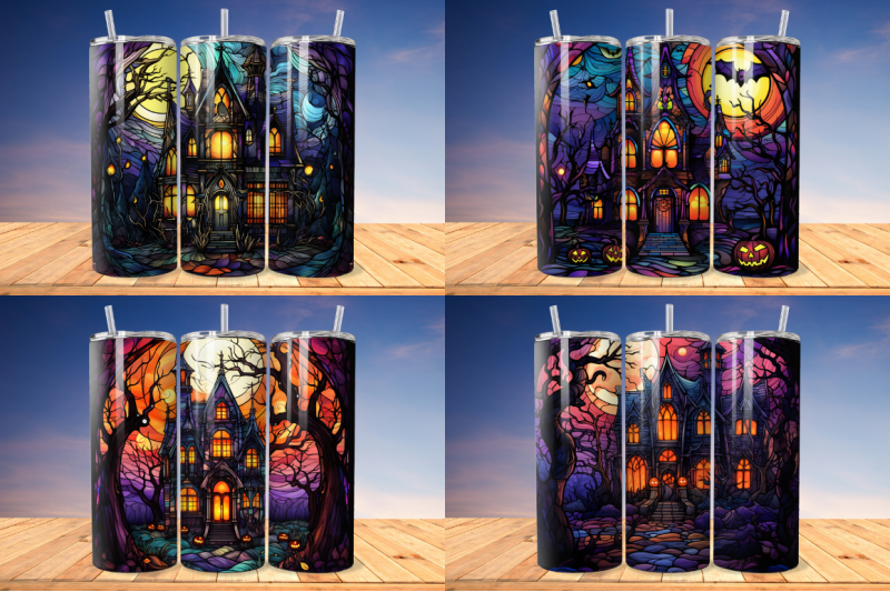 stained-glass-halloween-haunted-house-tumbler-bundle