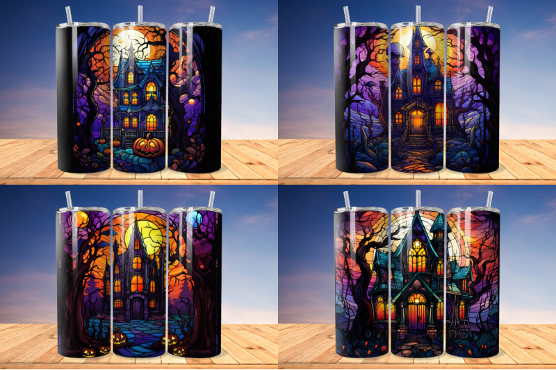 stained-glass-halloween-haunted-house-tumbler-bundle