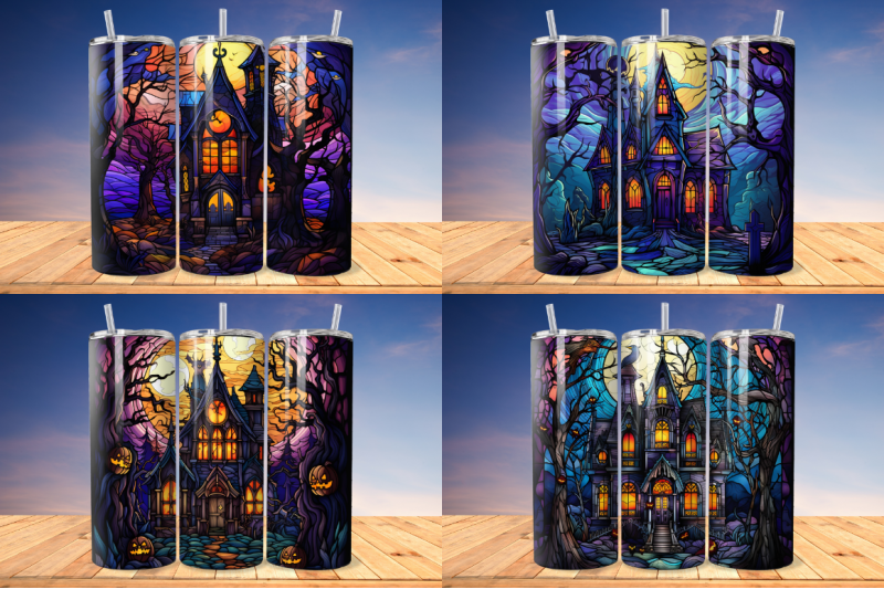 stained-glass-halloween-haunted-house-tumbler-bundle