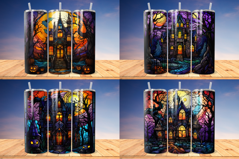 stained-glass-halloween-haunted-house-tumbler-bundle