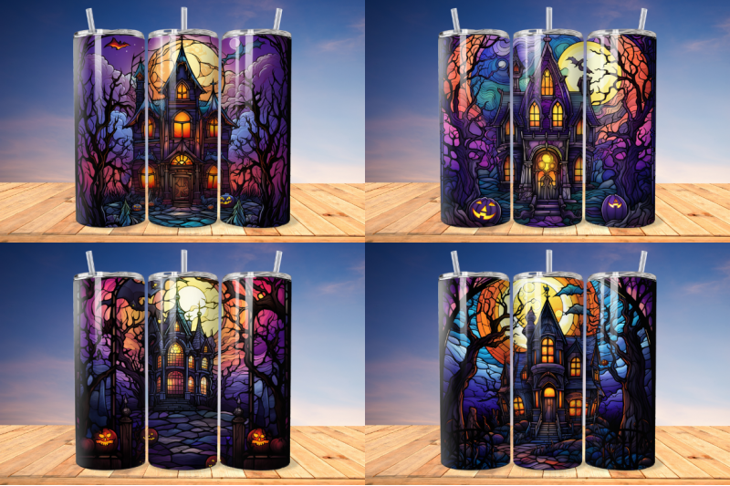 stained-glass-halloween-haunted-house-tumbler-bundle