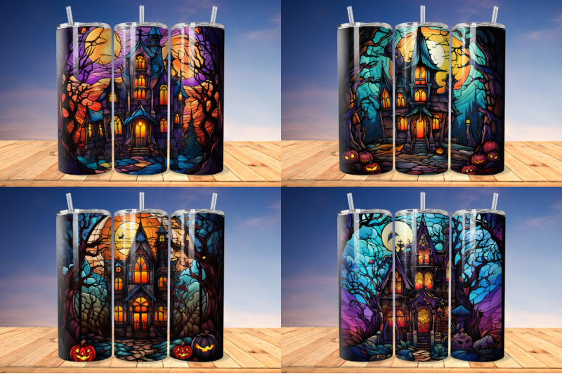 stained-glass-halloween-haunted-house-tumbler-bundle