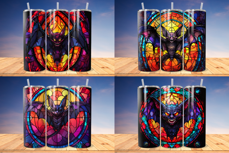 stained-glass-halloween-bat-tumbler-bundle