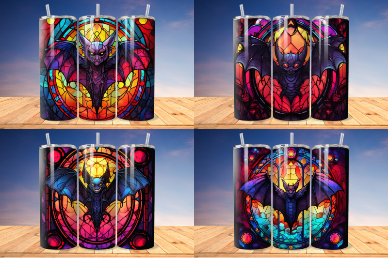 stained-glass-halloween-bat-tumbler-bundle