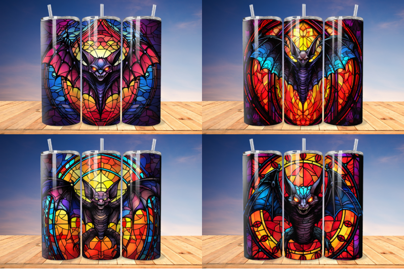 stained-glass-halloween-bat-tumbler-bundle