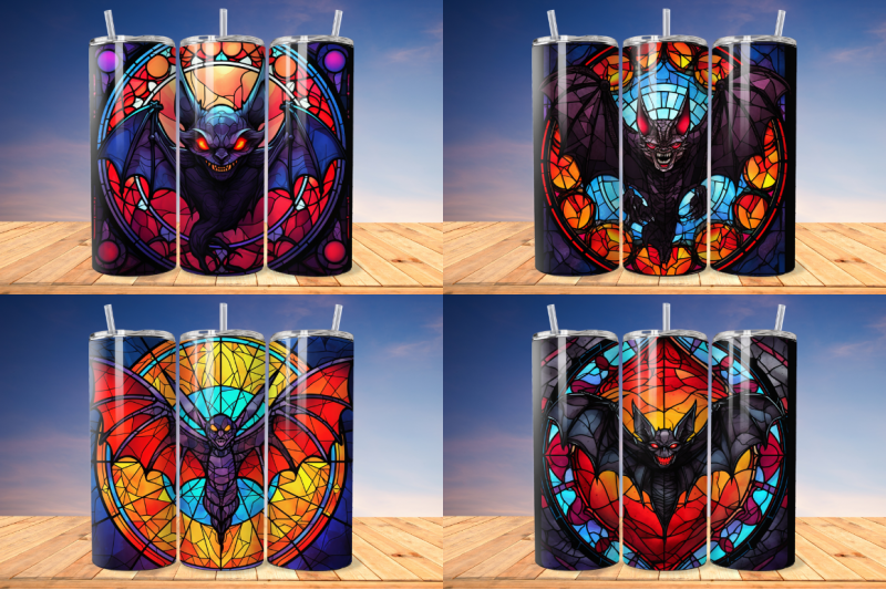 stained-glass-halloween-bat-tumbler-bundle