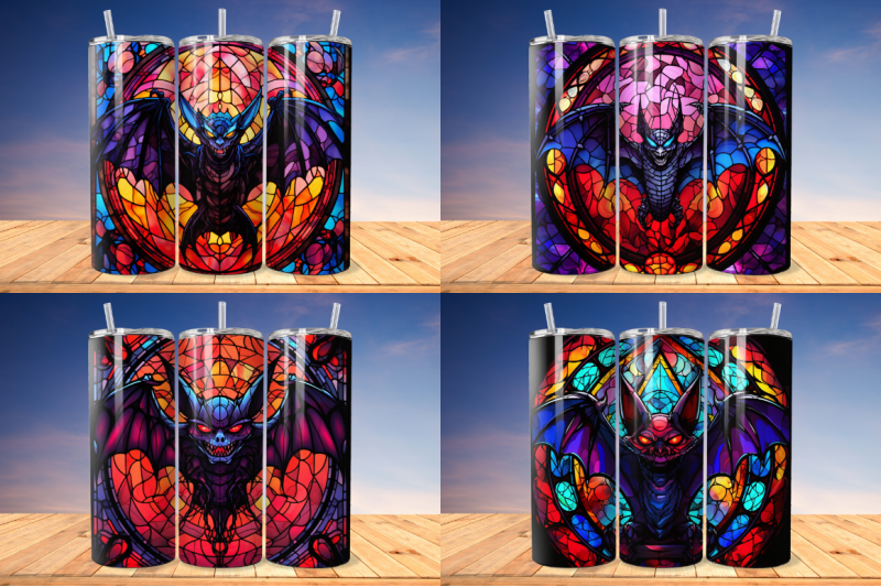 stained-glass-halloween-bat-tumbler-bundle