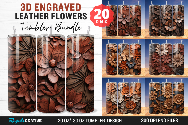 3d-engraved-leather-flowers-tumbler-bundle