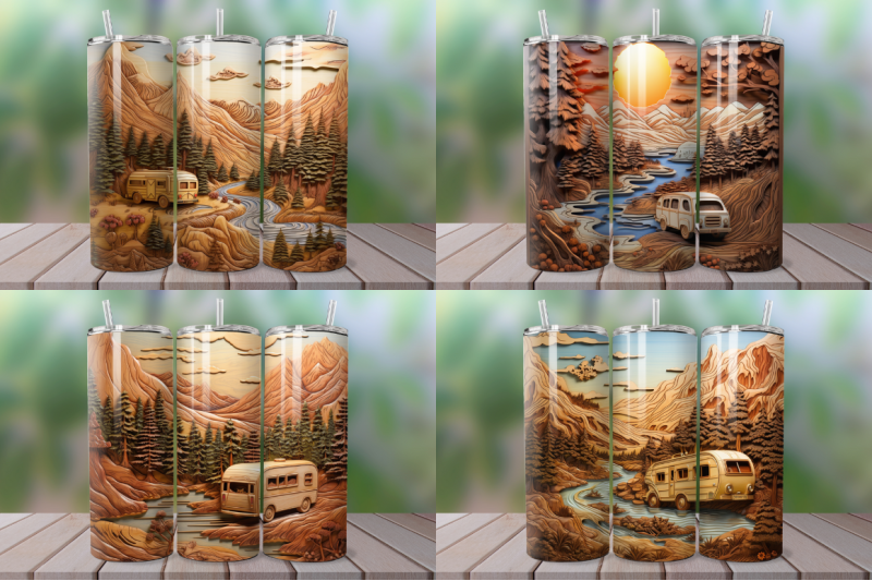 3d-engraved-happy-camper-landscape-tumbler-bundle