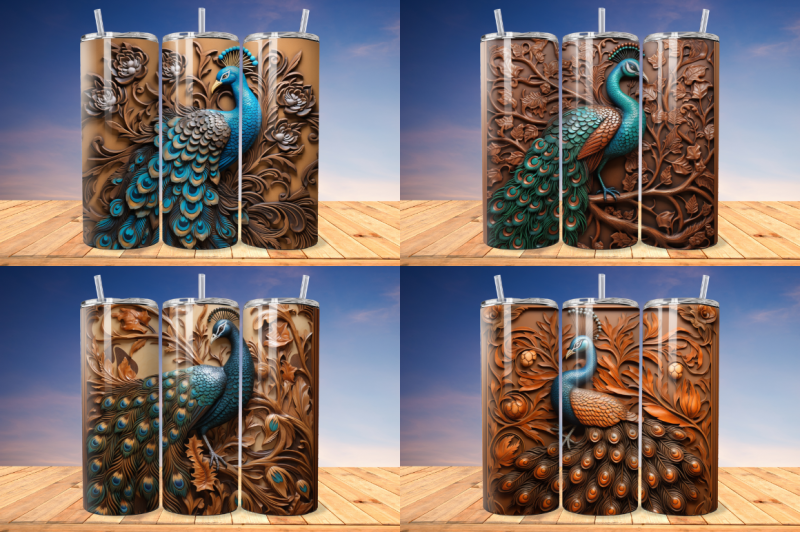 3d-engraved-leather-peacock-tumbler-bundle