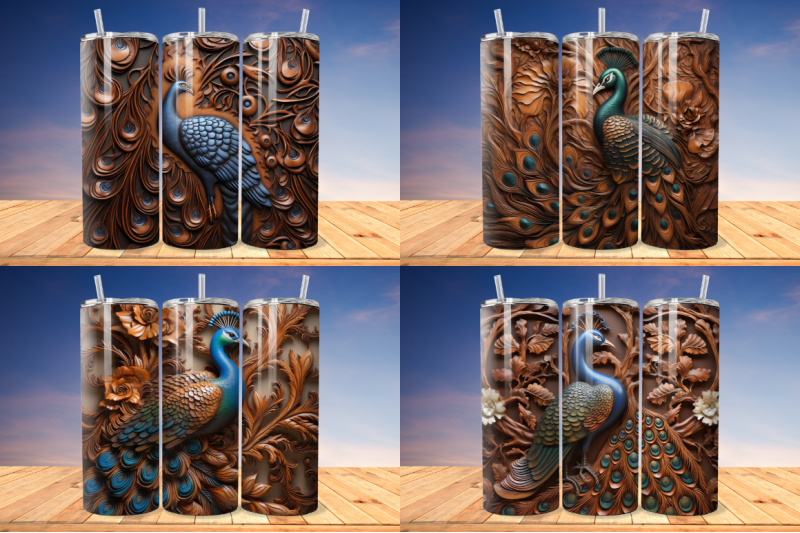 3d-engraved-leather-peacock-tumbler-bundle