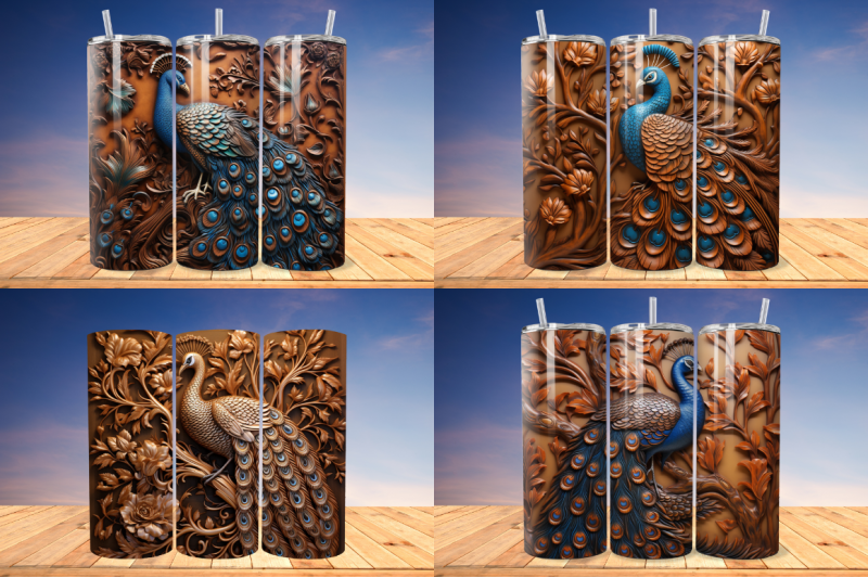 3d-engraved-leather-peacock-tumbler-bundle