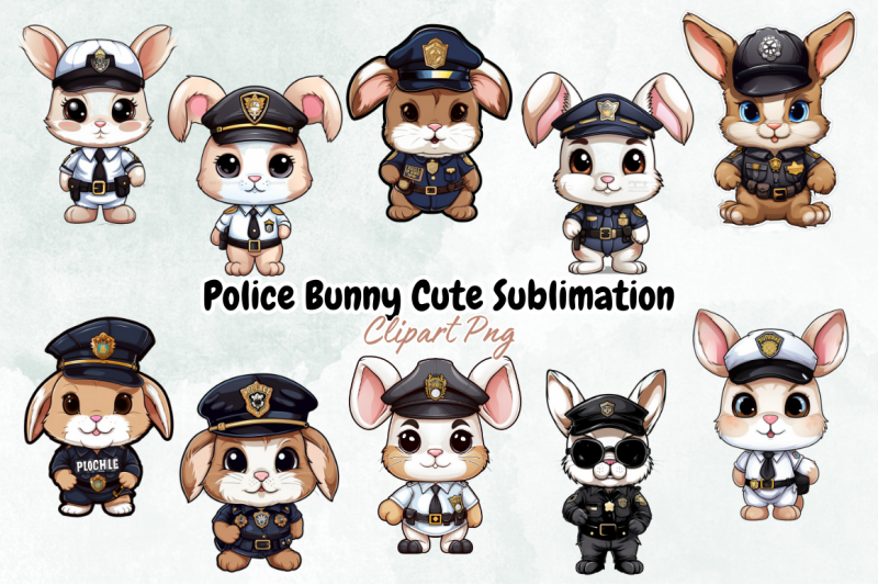 police-bunny-cute-sublimation-clipart