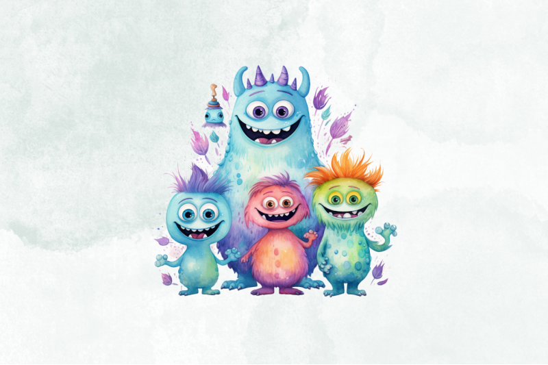 cute-monster-watercolor-clipart-bundle