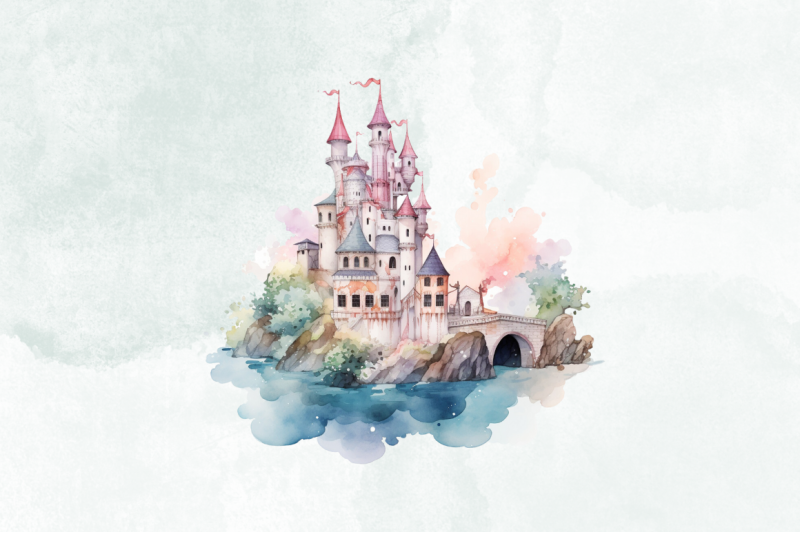 fairy-castle-watercolor-clipart-bundle