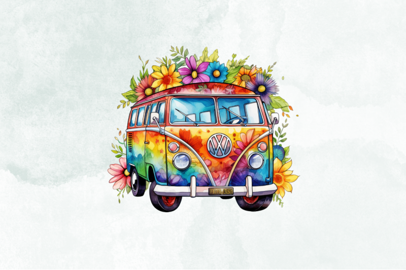 hippie-car-for-summer-watercolor-clipart