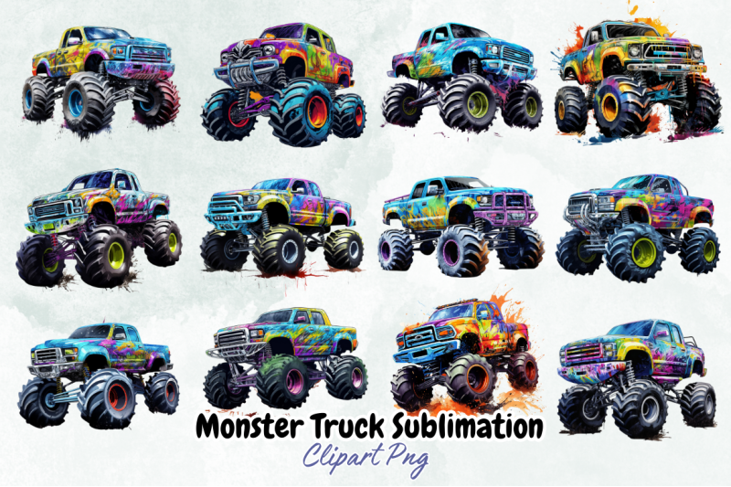 monster-truck-sublimation-clipart-bundle