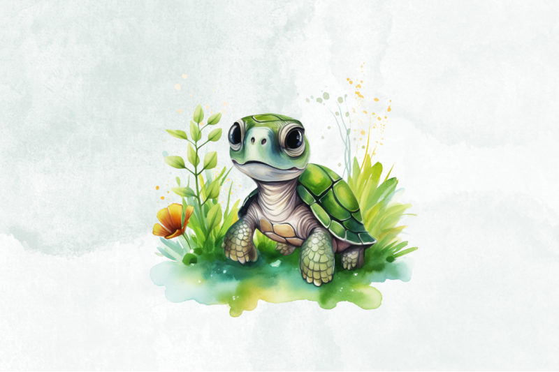 cute-turtle-colorful-watercolor-clipart