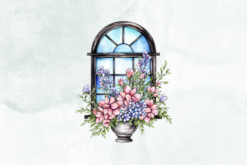 floral-window-watercolor-clipart